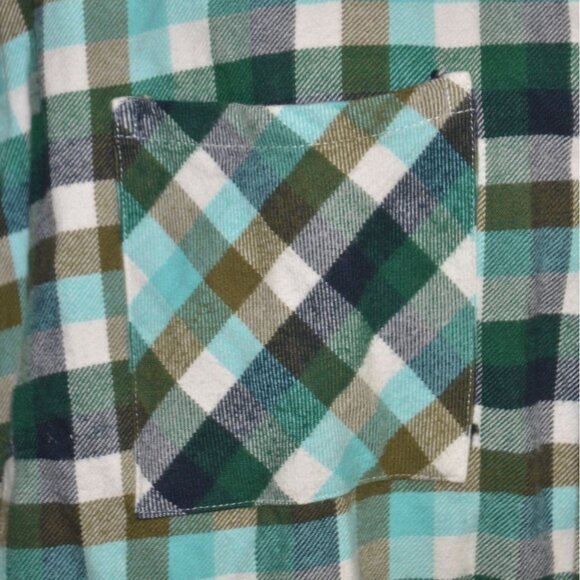 One 24 Rags Womens Green Plaid Flannel Shirt Frayed Trim Button Up Size XXL Fall - Picture 3 of 11